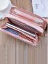 Colorblock Long Purse With Wristlet