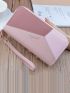 Colorblock Long Purse With Wristlet