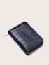 Crocodile Embossed Zipper Around Card Holder