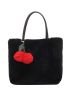 Minimalist Fluffy Tote Bag With Cherry Bag Charm