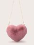 Heart Shaped Fluffy Chain Bag