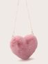 Heart Shaped Fluffy Chain Bag
