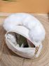 Mini Fluffy Handle Quilted Chain Circle Bag