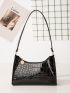 Crocodile Embossed Baguette Bag