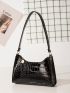 Crocodile Embossed Baguette Bag