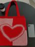 Heart Graphic Crochet Tote Bag