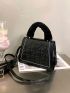 Mini Faux Pearl Decor Quilted Square Bag