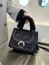 Mini Faux Pearl Decor Quilted Square Bag