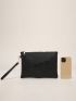 Glitter Decor Clutch Bag With Wristlet