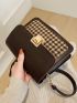 Mini Houndstooth Graphic Flap Square Bag