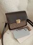 Mini Houndstooth Graphic Flap Square Bag