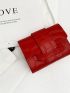 Crocodile Embossed Flap Small Wallet