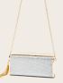 Metallic Tassel Detail Chain Evening Bag