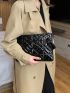 Artificial Patent Leather Quilted Square Bag