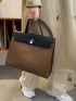 Colorblock Flap Top Handle Bag