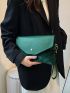 Velvet Chevron Snap Button Square Bag
