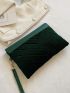 Velvet Chevron Snap Button Square Bag