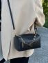Chain Decor Textured Dome Bag