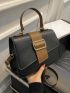 Buckle Decor Litchi Embossed Square Bag