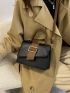 Buckle Decor Litchi Embossed Square Bag