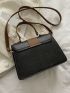 Buckle Decor Litchi Embossed Square Bag