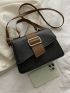 Buckle Decor Litchi Embossed Square Bag