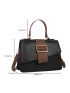 Buckle Decor Litchi Embossed Square Bag