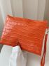 Croc Embossed Wristlet Bag