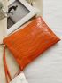 Croc Embossed Wristlet Bag