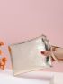 Metallic Crocodile Embossed Square Bag With Wristlet