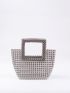 Mini Allover Bead Decor Top Handle Bag