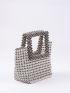Mini Allover Bead Decor Top Handle Bag