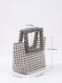 Mini Allover Bead Decor Top Handle Bag