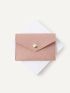 Litchi Embossed Snap Button Card Holder