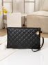Quilted Detail Clutch Bag With Wristlet