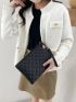 Quilted Detail Clutch Bag With Wristlet
