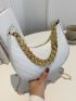 Chain Decor Chevron Baguette Bag