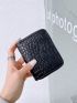Crocodile Embossed Zipper Around Small Wallet