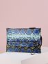 Studded Decor Snakeskin Clutch Bag