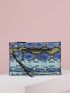 Studded Decor Snakeskin Clutch Bag