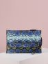 Studded Decor Snakeskin Clutch Bag