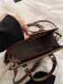 Letter Detail Patch Decor Contrast Binding Square Bag