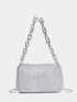 Allover Rhinestone Decor Chain Baguette Bag