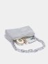 Allover Rhinestone Decor Chain Baguette Bag