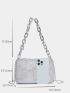 Allover Rhinestone Decor Chain Baguette Bag