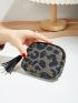 Tassel Decor Leopard Pattern Coin Purse