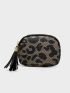 Tassel Decor Leopard Pattern Coin Purse