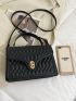 Turn Lock Textured Flap Square Bag