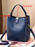 Mini Crocodile Embossed Top Handle Bucket Bag