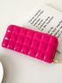Artificial Patent Leather Plaid Long Wallet